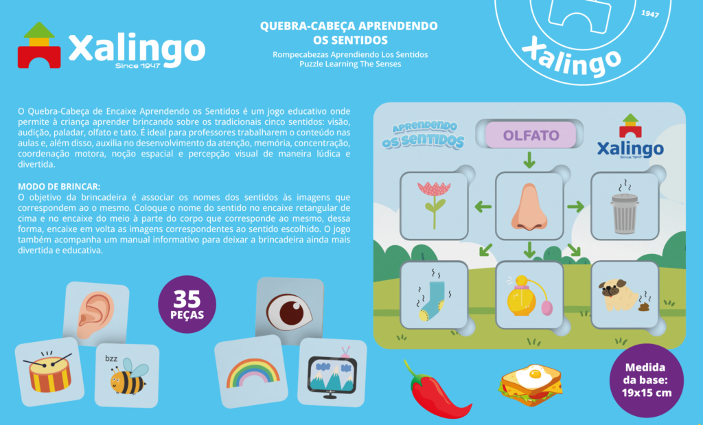 Steam Quebra-Cabeça Educativo Aprendendo os Sentidos Xalingo - xalingo